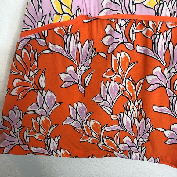 Anthropologie Farm Floral Orange, Yellow and Pink Blouse - Picture 4 of 9